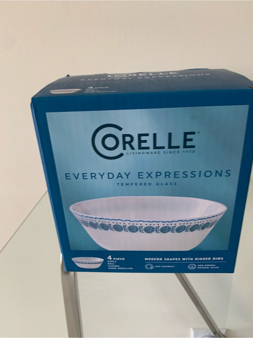 Corelle Everyday Expressions Blue Patterned Serving Bowl Set